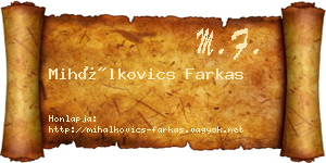 Mihálkovics Farkas névjegykártya